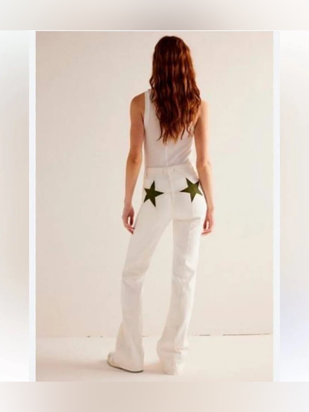 Free People Firecracker Flare Jean We The Free Suede Stars Desert Plains 27S NWT - Picture 6 of 10